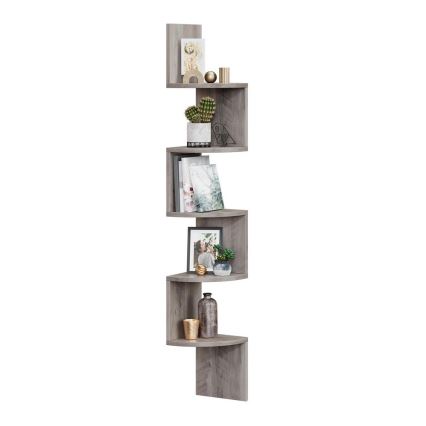 SNAKE Corner Wall-Mounted Shelf grey/brown