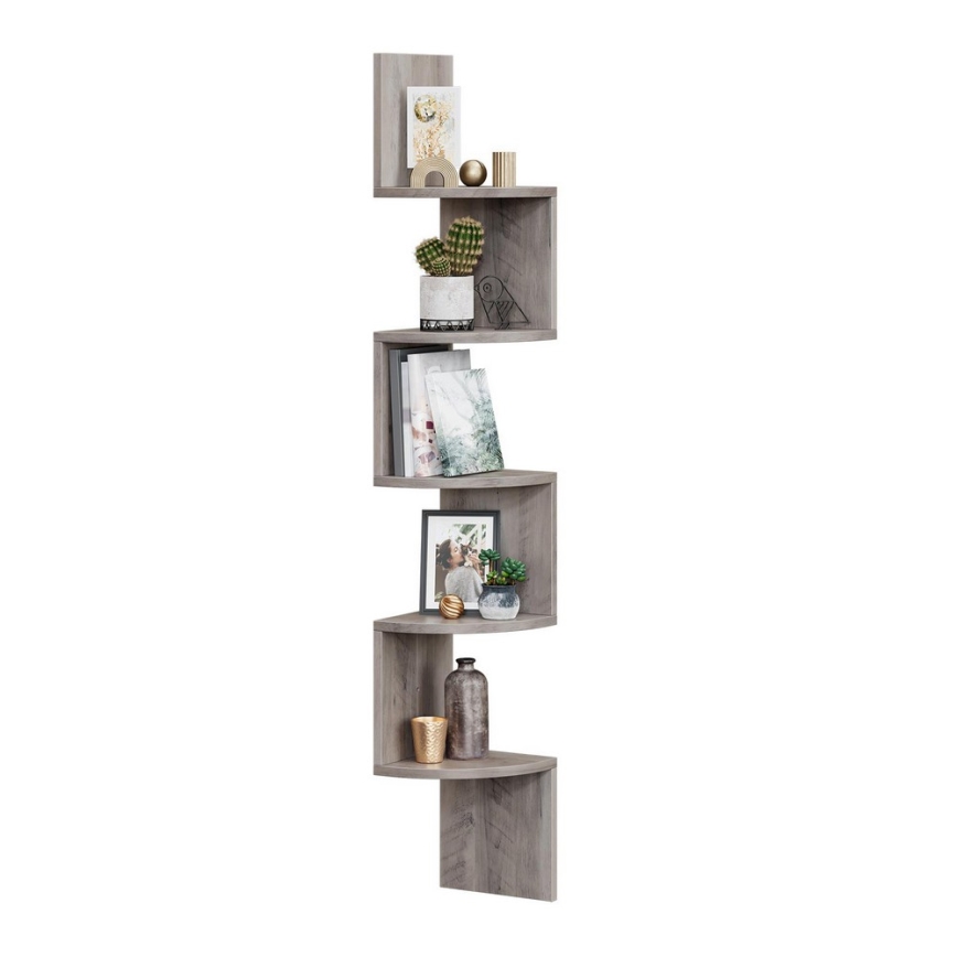 SNAKE Corner Wall-Mounted Shelf grey/brown