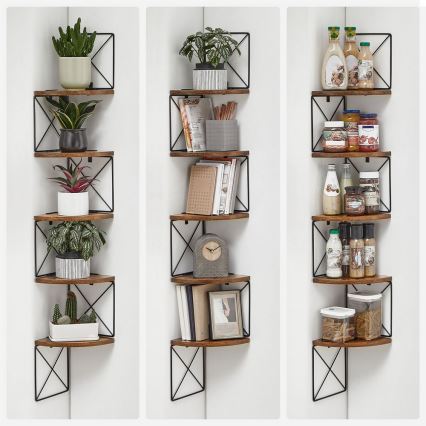 SNAKE Corner Wall Shelf Brown/Black