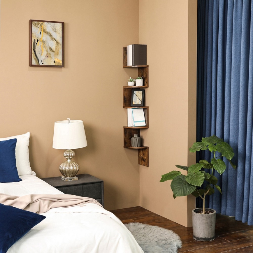 SNAKE Corner Wall Shelf, Brown