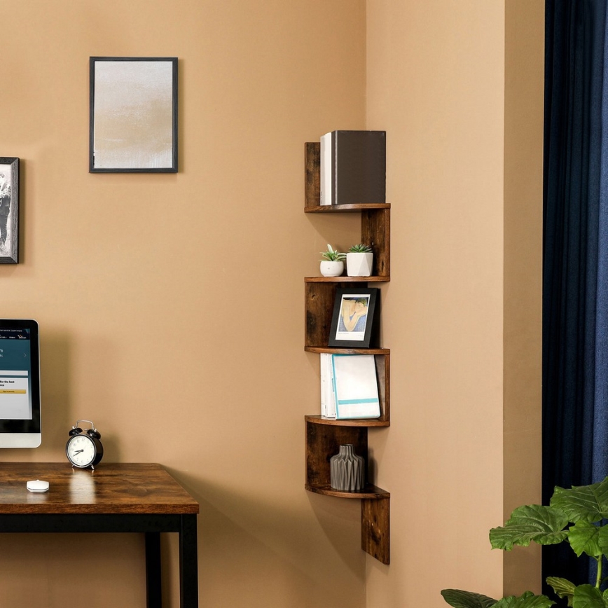 SNAKE Corner Wall Shelf, Brown