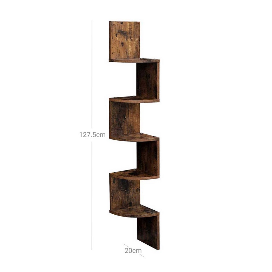 SNAKE Corner Wall Shelf, Brown