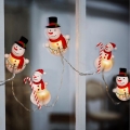 Snowman LED string lights with suction cups, 6×LED, 2×AA, 1.2 m, warm white