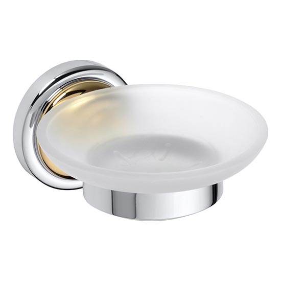 Soap dish 11 x 6.5 cm silver/gold