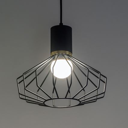 SOLANO cable-hung chandelier, 3 x E27 (15 W) 230 V, black/gold