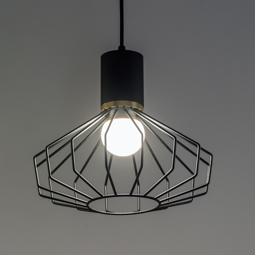 SOLANO cable-hung chandelier, 3 x E27 (15 W) 230 V, black/gold