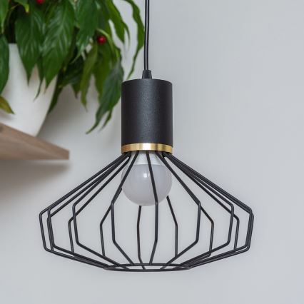 SOLANO cable-hung chandelier, 3 x E27 (15 W) 230 V, black/gold