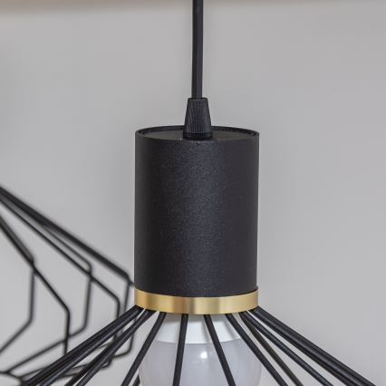 SOLANO cable-hung chandelier, 3 x E27 (15 W) 230 V, black/gold