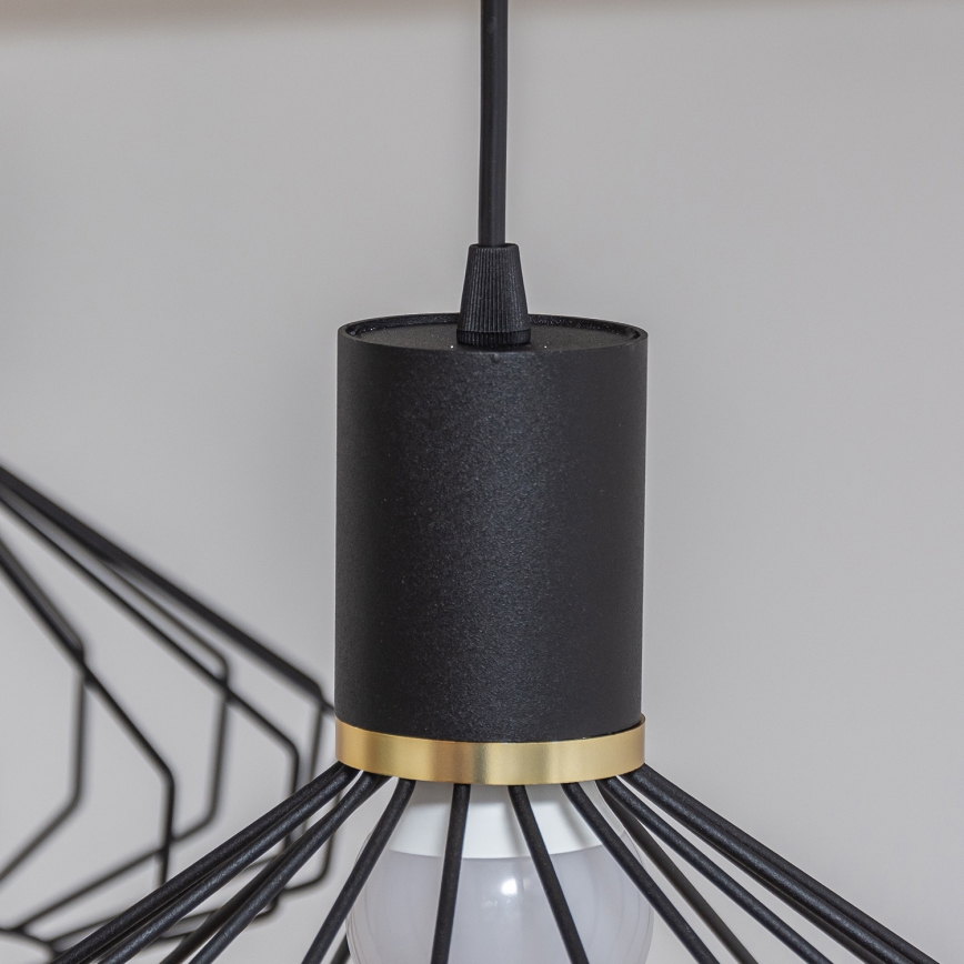 SOLANO cable-hung chandelier, 3 x E27 (15 W) 230 V, black/gold