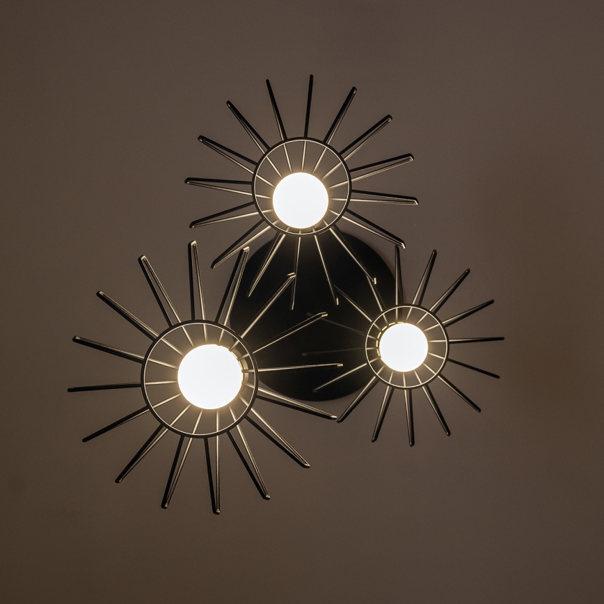 SOLANO Cable-Hung Chandelier, 3x E27/15W/230V, Black/Gold