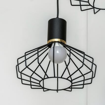 SOLANO Cable-Hung Chandelier, 3x E27/15W/230V, Black/Gold