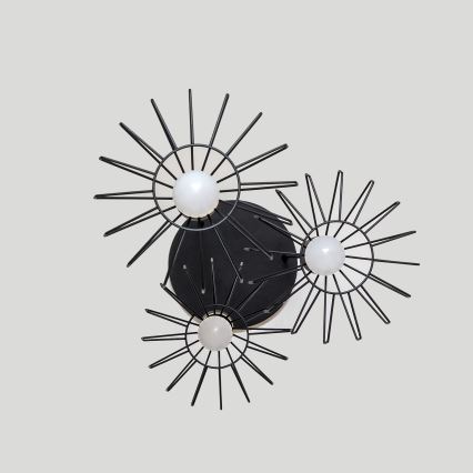 SOLANO Cable-Hung Chandelier, 3x E27/15W/230V, Black/Gold