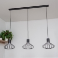 SOLANO Cable-Hung Pendant Light 3xE27/15W/230V Black/Glossy Chrome
