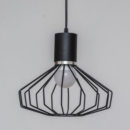 SOLANO Cable-Hung Pendant Light 3xE27/15W/230V Black/Glossy Chrome