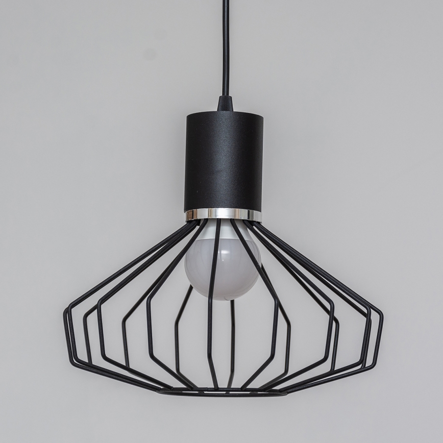 SOLANO Cable-Hung Pendant Light 3xE27/15W/230V Black/Glossy Chrome