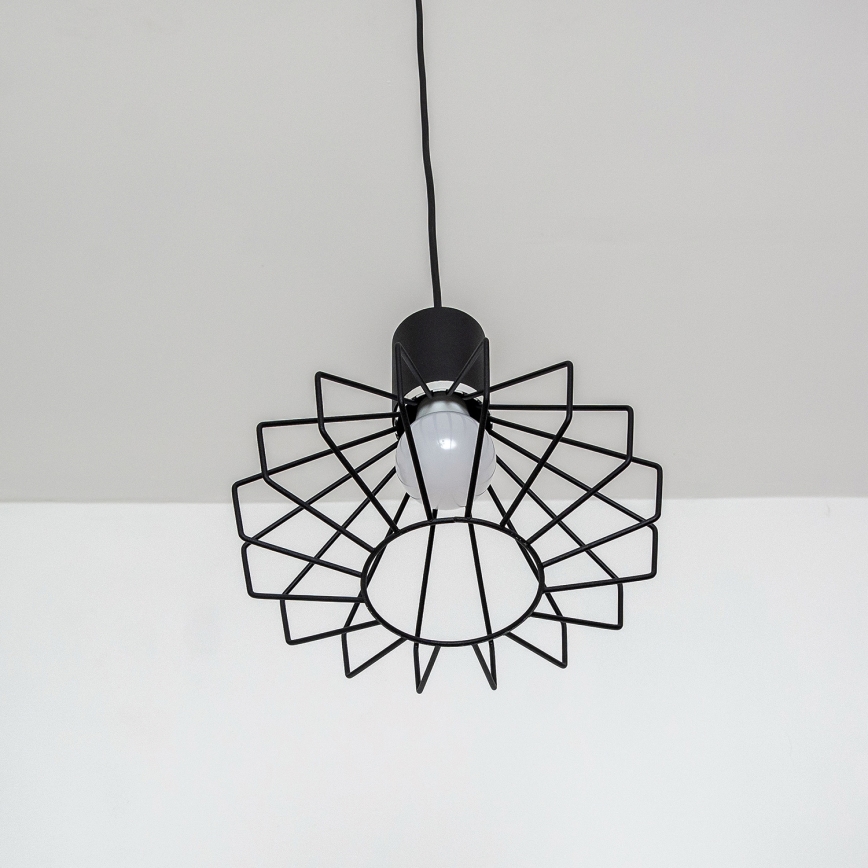 SOLANO Cable-Hung Pendant Light 3xE27/15W/230V Black/Glossy Chrome