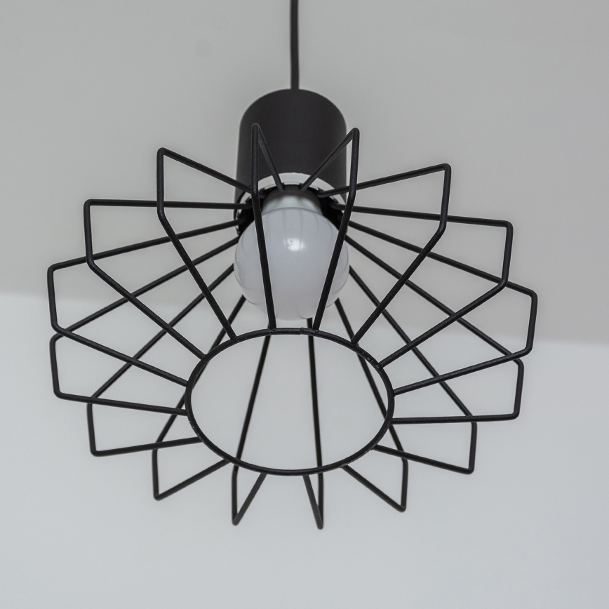 SOLANO Cable-Hung Pendant Light 3xE27/15W/230V Black/Glossy Chrome