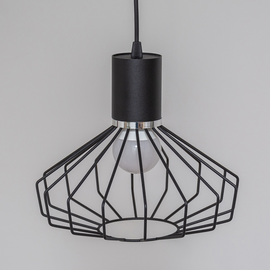 SOLANO Cable-Hung Pendant Light 3xE27/15W/230V Black/Glossy Chrome