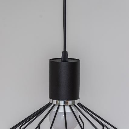 SOLANO Cable-Hung Pendant Light 3xE27/15W/230V Black/Glossy Chrome