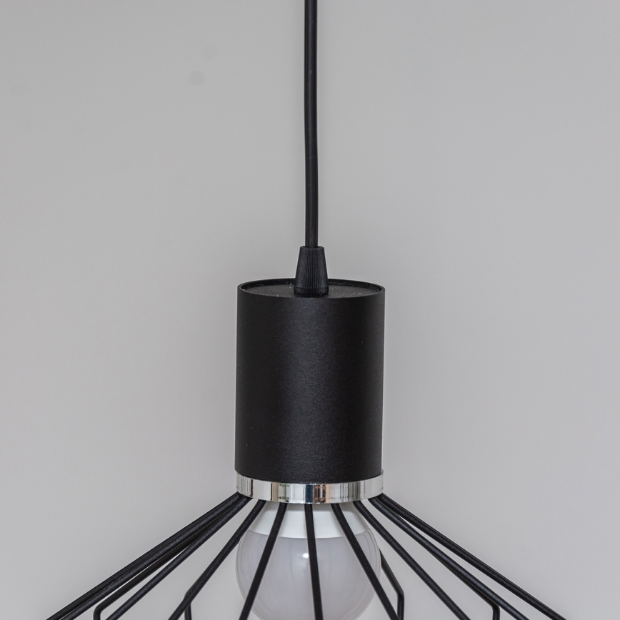 SOLANO Cable-Hung Pendant Light 3xE27/15W/230V Black/Glossy Chrome