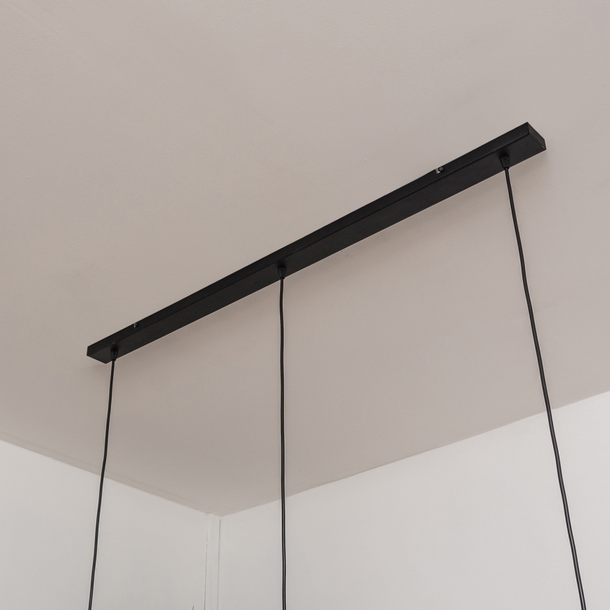 SOLANO Cable-Hung Pendant Light 3xE27/15W/230V Black/Glossy Chrome