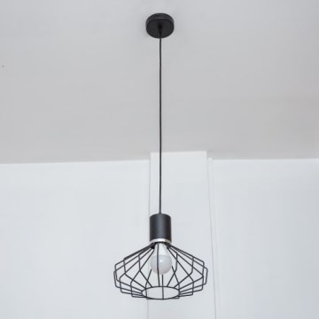 SOLANO cable-suspended pendant light 1xE27/15W/230V black/polished chrome