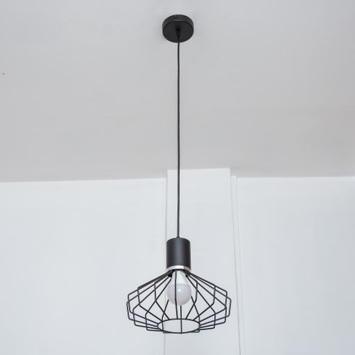 SOLANO cable-suspended pendant light 1xE27/15W/230V black/polished chrome