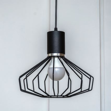 SOLANO cable-suspended pendant light 1xE27/15W/230V black/polished chrome