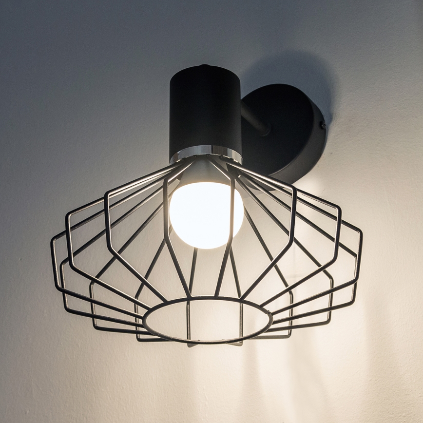 SOLANO Wall Lamp 1xE27/15W/230V Black/Glossy Chrome