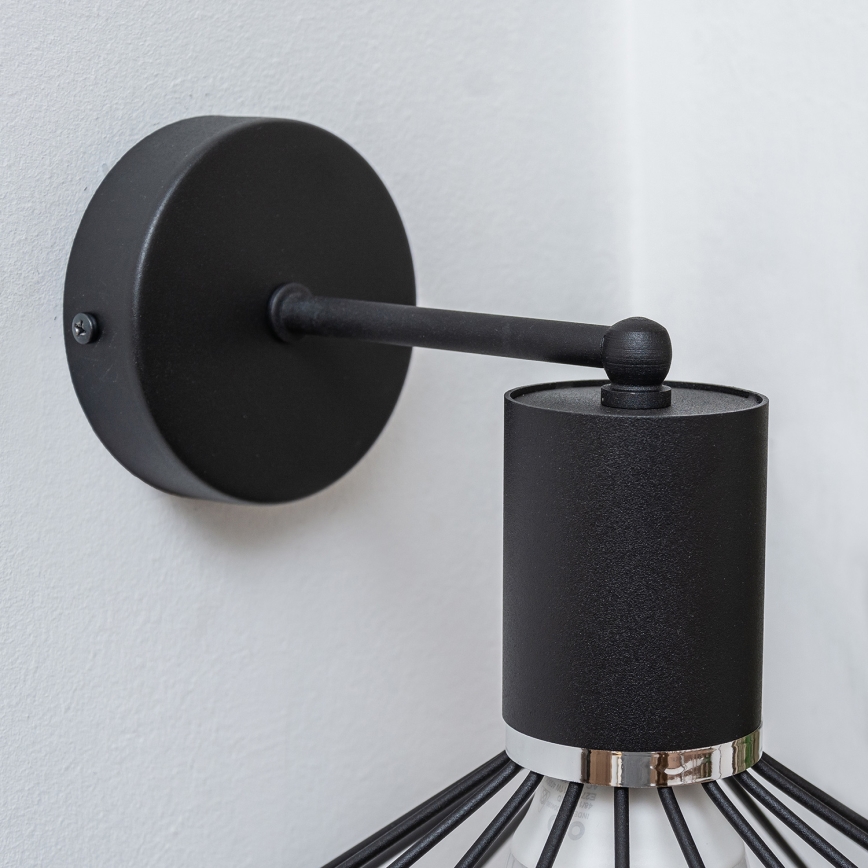 SOLANO Wall Lamp 1xE27/15W/230V Black/Glossy Chrome