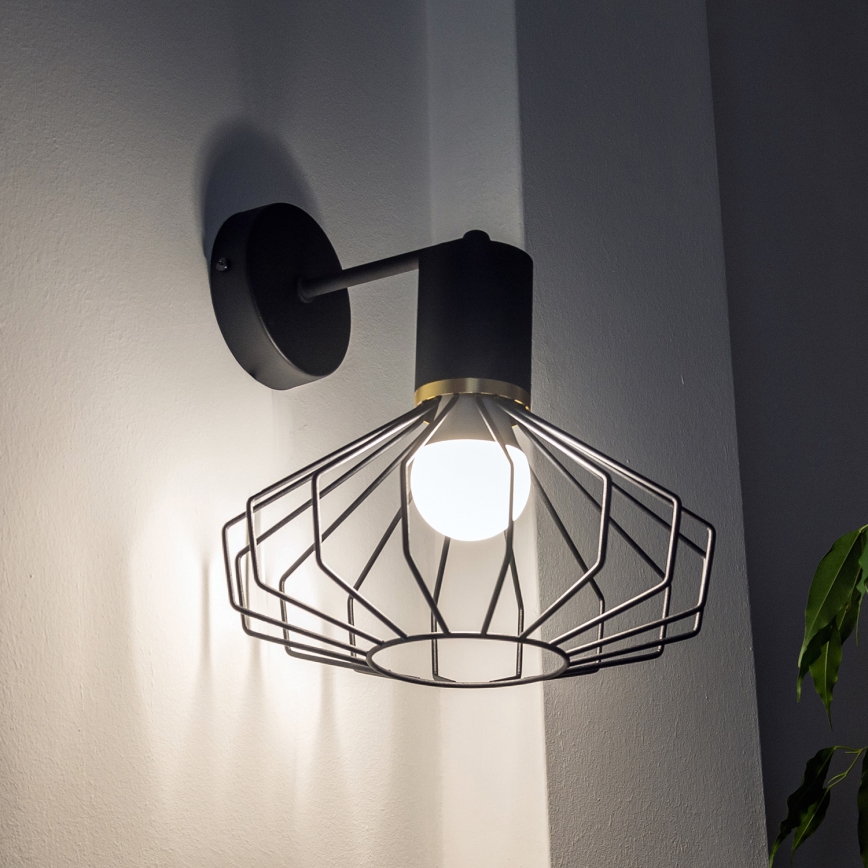 SOLANO Wall Lamp 1xE27/15W/230V Black/Gold