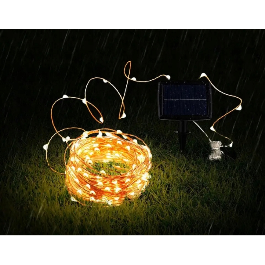 Solar LED Decorative String Lights 200 LEDs / 1.2 V / 800 mAh / 12 m / IP44 / Black