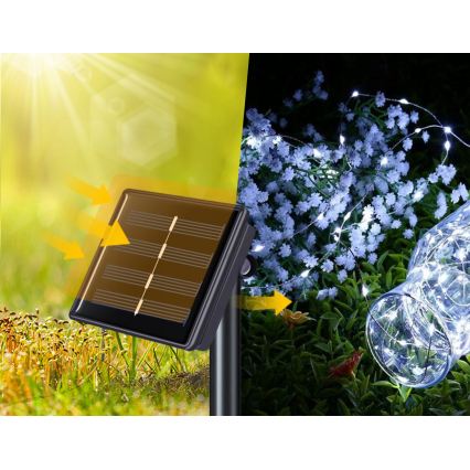 Solar LED Decorative String Lights 200 LEDs / 1.2 V / 800 mAh / 12 m / IP44 / Black