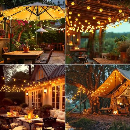 Solar LED Decorative String Lights, 30 LEDs, 8 Modes, 500 mAh Battery, 6.5 m, IP67, Warm White