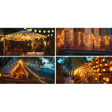 Solar LED Decorative String Lights, 30 LEDs, 8 Modes, 500 mAh Battery, 6.5 m, IP67, Warm White