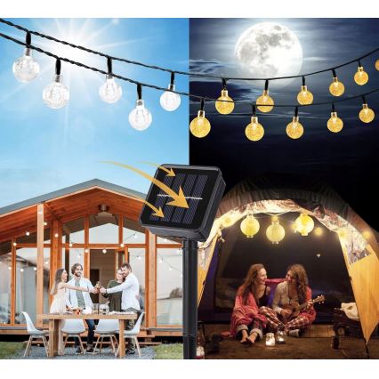 Solar LED Decorative String Lights, 30 LEDs, 8 Modes, 500 mAh Battery, 6.5 m, IP67, Warm White