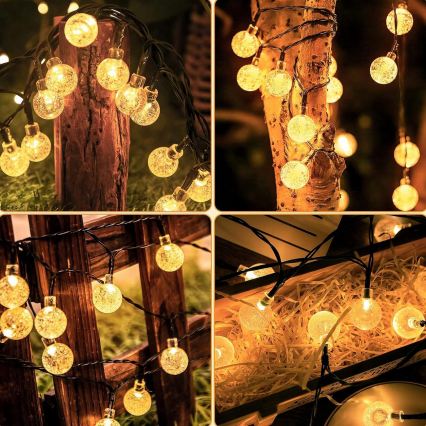 Solar LED Decorative String Lights, 30 LEDs, 8 Modes, 500 mAh Battery, 6.5 m, IP67, Warm White