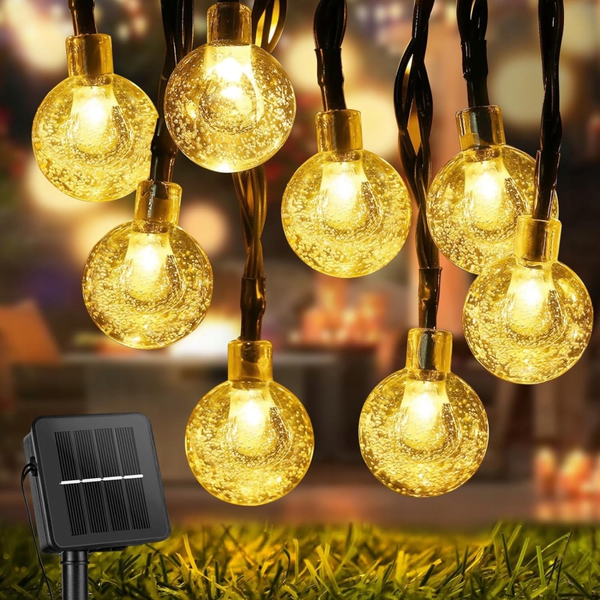 Solar LED Decorative String Lights, 50 LEDs / 8 Modes, 500 mAh, 9.5 m, IP67, Warm White