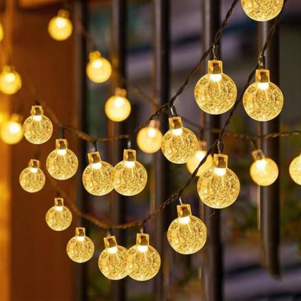 Solar LED Decorative String Lights, 50 LEDs / 8 Modes, 500 mAh, 9.5 m, IP67, Warm White
