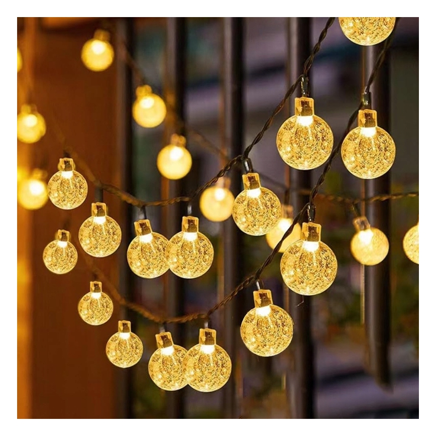 Solar LED Decorative String Lights, 50 LEDs / 8 Modes, 500 mAh, 9.5 m, IP67, Warm White