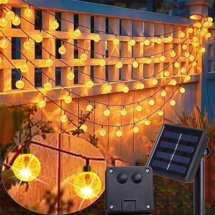 Solar LED Decorative String Lights, 50 LEDs / 8 Modes, 500 mAh, 9.5 m, IP67, Warm White