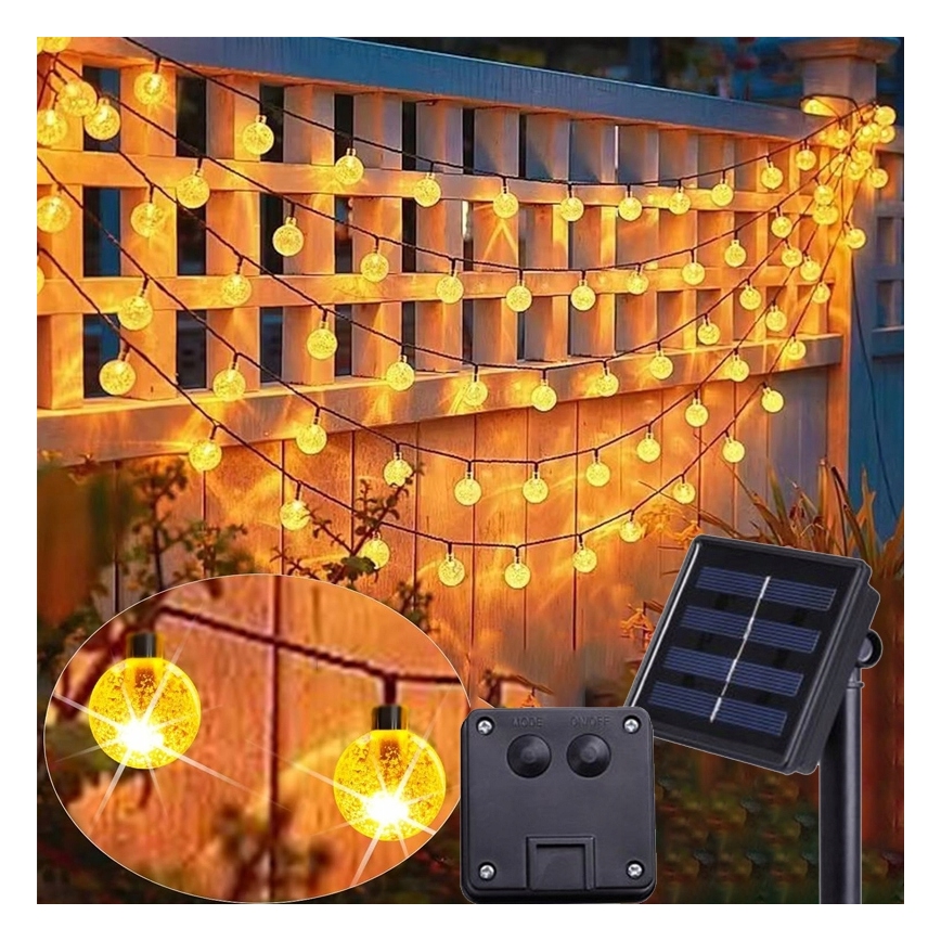 Solar LED Decorative String Lights, 50 LEDs / 8 Modes, 500 mAh, 9.5 m, IP67, Warm White