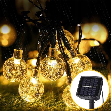 Solar LED Decorative String Lights, 50 LEDs / 8 Modes, 500 mAh, 9.5 m, IP67, Warm White