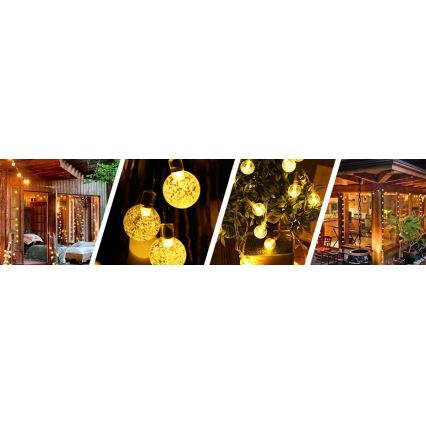 Solar LED Decorative String Lights, 50 LEDs / 8 Modes, 500 mAh, 9.5 m, IP67, Warm White