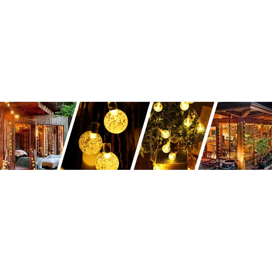 Solar LED Decorative String Lights, 50 LEDs / 8 Modes, 500 mAh, 9.5 m, IP67, Warm White
