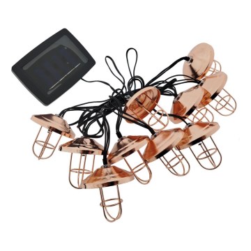 Solar LED string lights – 10 LEDs, 1.2 V / 300 mAh battery, 3.8 m length, IP44, copper