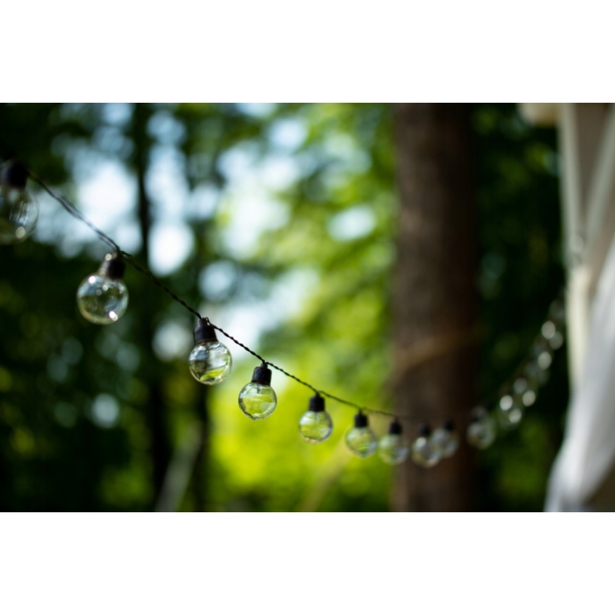 Solar-powered LED Decorative String Light, 20 LEDs / 8 Modes, 500 mAh, 7.6 m, IP67, Warm White