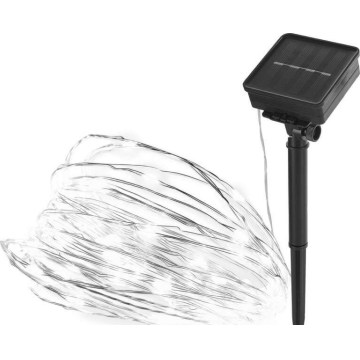 Solar string lights 120xLED/2.4W/1.2V 12m IP44 600 mAh cool white