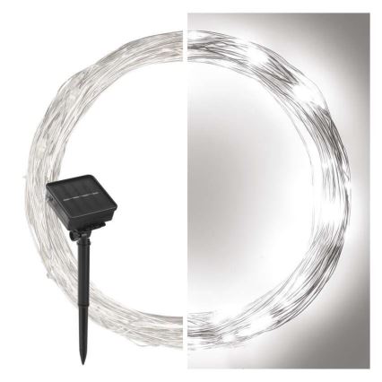 Solar string lights 120xLED/2.4W/1.2V 12m IP44 600 mAh cool white