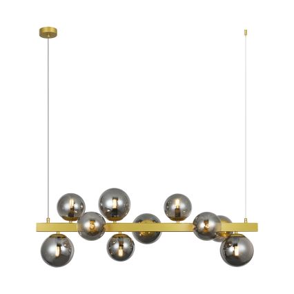 SOLARI 10-Light Cable Pendant, 10×E14/15W/230V, Gold / Smoked Black